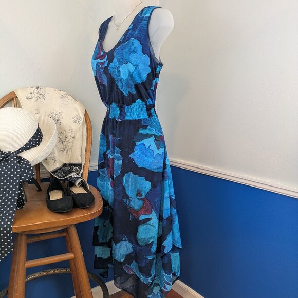 Simply Vera Vera Wang Shades of Blue Handkerchief Hem Dress - Picture 3 of 13